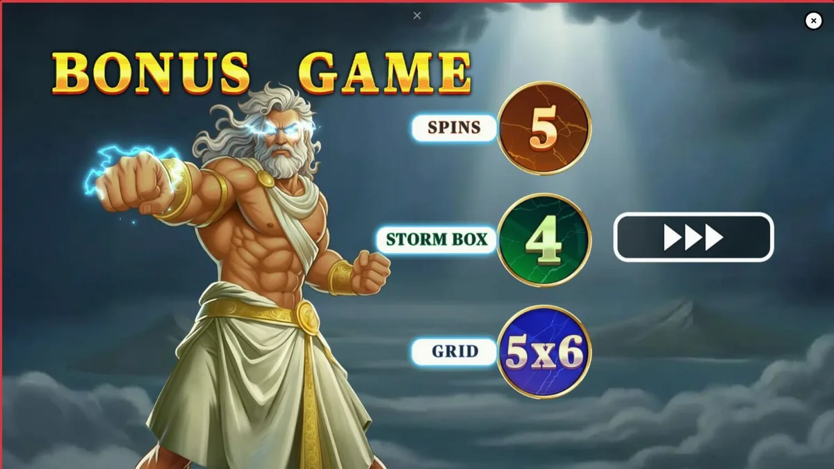Interface do jogo de slot Pots of Power: Zeus com elementos da mitologia grega